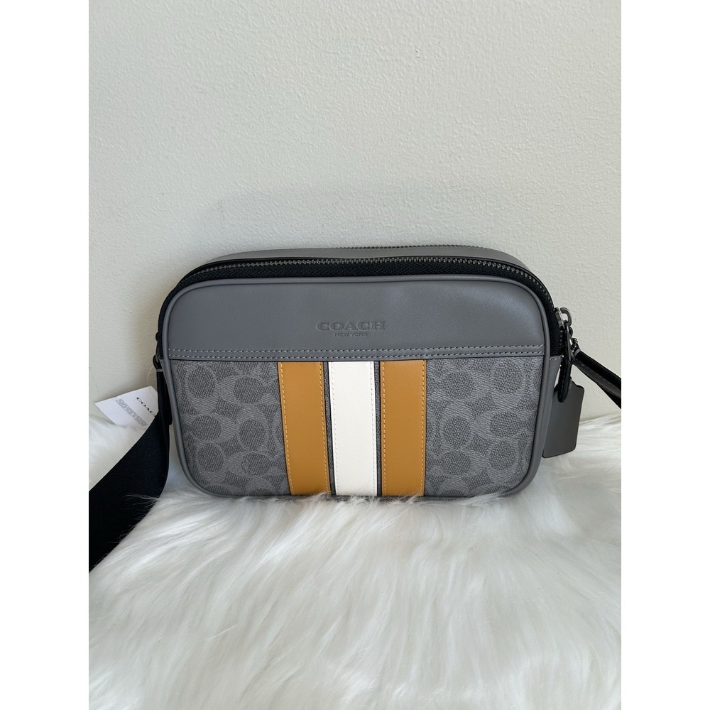 Coach Graham CB Var Grey Canvas Leather Crossbody Bag CCG30